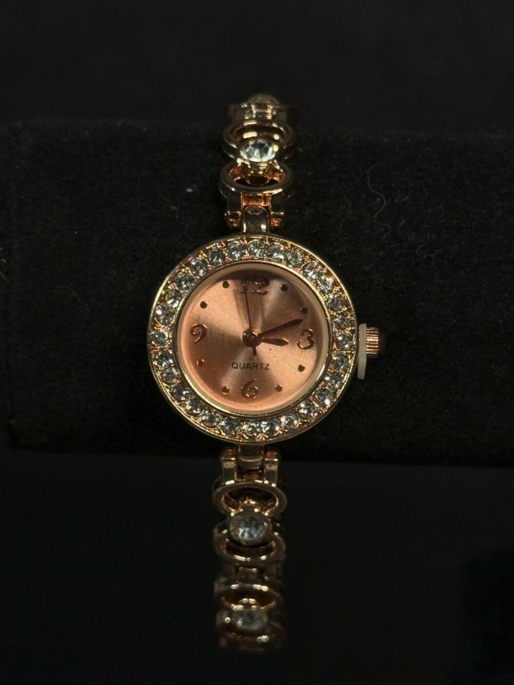 Blair Rose Gold Tone Crystal Bezel Bracelet Watch New Battery Unused